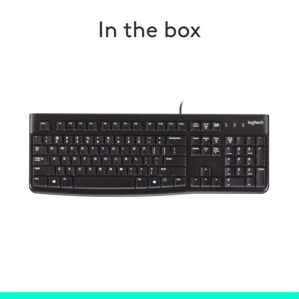 Logitech K120 Spill-Resistant,Curved Space Bar Wired Keyboard (Black) - Image 2