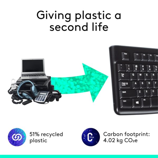 Logitech K120 Spill-Resistant,Curved Space Bar Wired Keyboard (Black) - Image 4