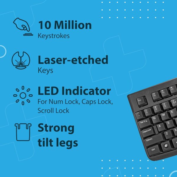 TVS ELECTRONICS Champ Plus Wired Keyboard, Guaranteed 10 Million Keystrokes for Durable Usage, Laser Etched, Bright & Bold Key Characters, 1.5 Meter USB Cable - Image 9
