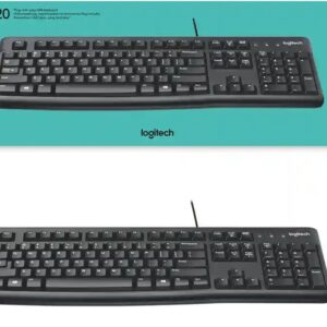 Logitech K120 Spill-Resistant,Curved Space Bar Wired Keyboard (Black)