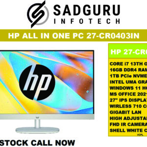 HP All-in-One PC 13th Gen Intel Core i7 27 inch(68.6cm) FHD 16GB RAM, 1TB SSD, Intel UMA Graphics, HP 710 White Wireless Keyboard and Mouse Combo (Win 11, MSO 21, Shell White, 6.72 Kg) 27-cr0403in